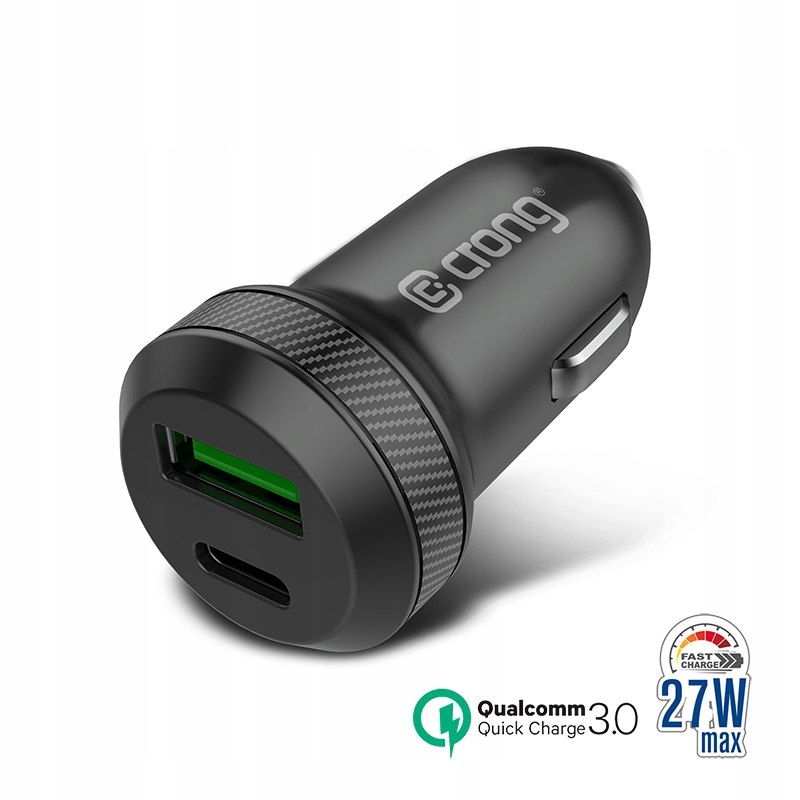 Crong Dual Mini Car Charger 27W - Ładowarka samoch