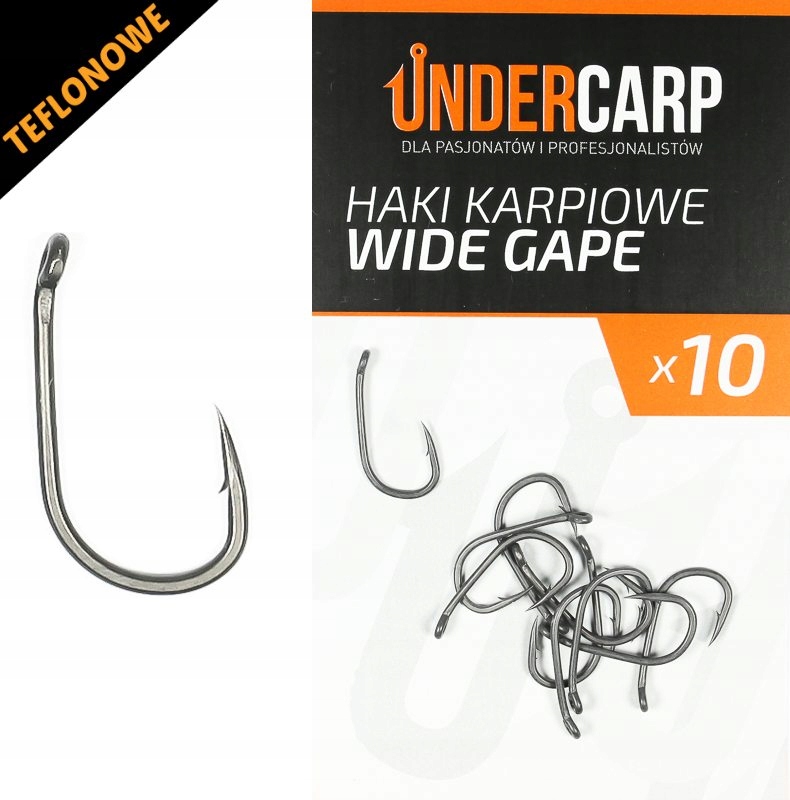 UNDERCARP Teflonowe haki karpiowe WIDE GAPE r.8