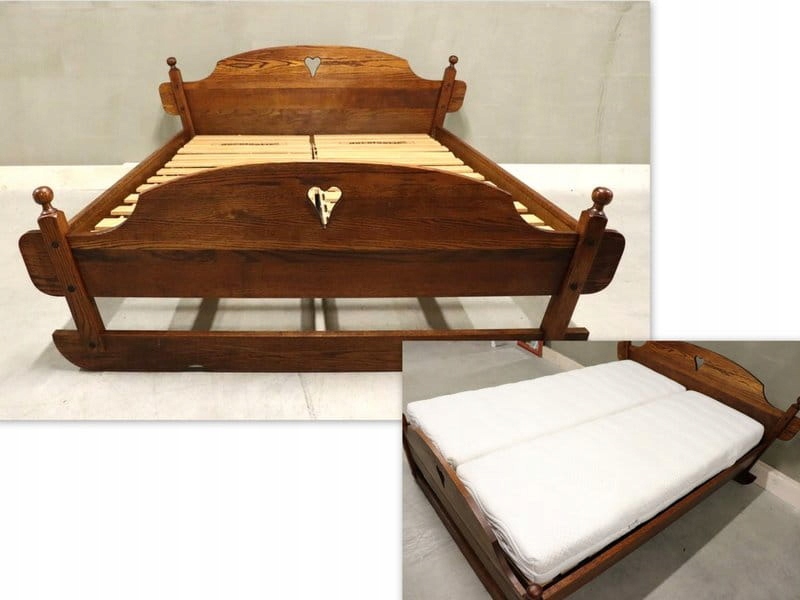 0722 łóżko ze stelażami i materacami, 140x200
