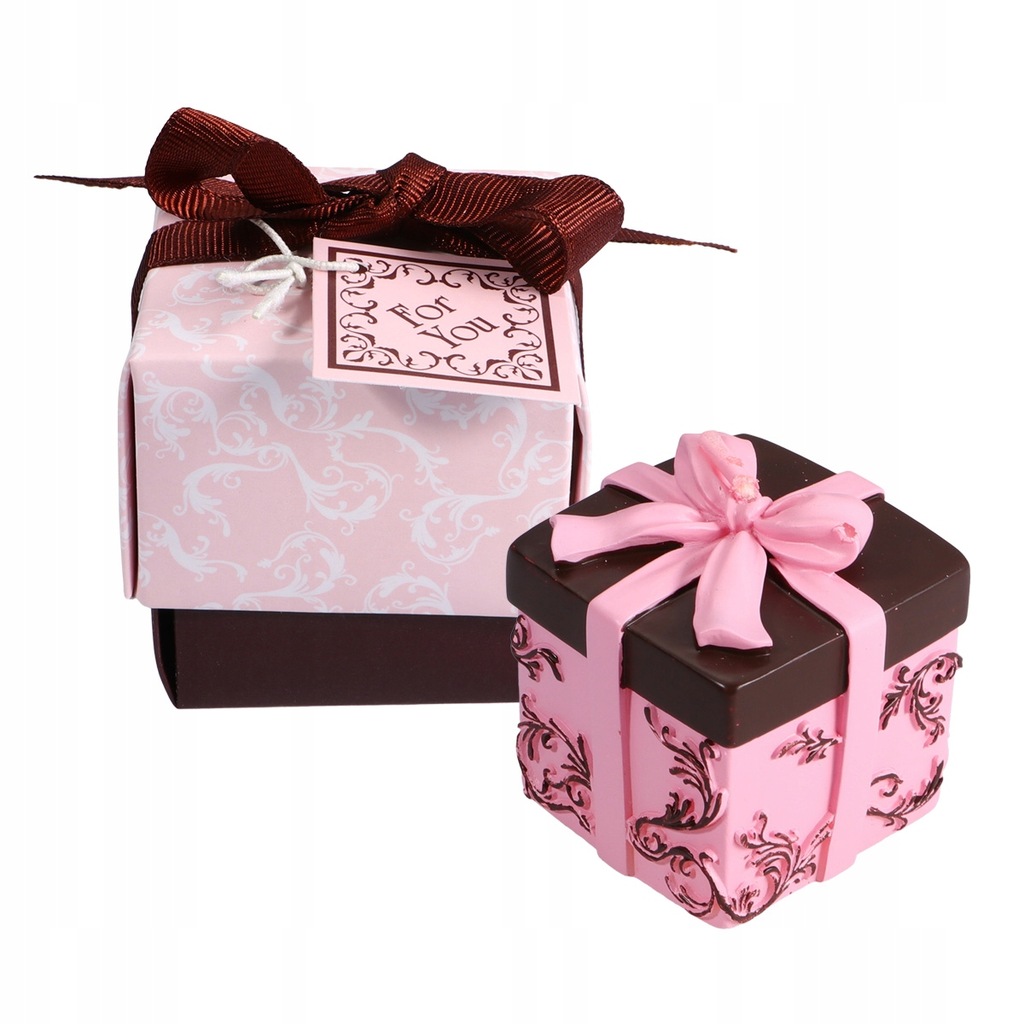 Blue Artificial Gift Box Shape Candle Sweet Deskto