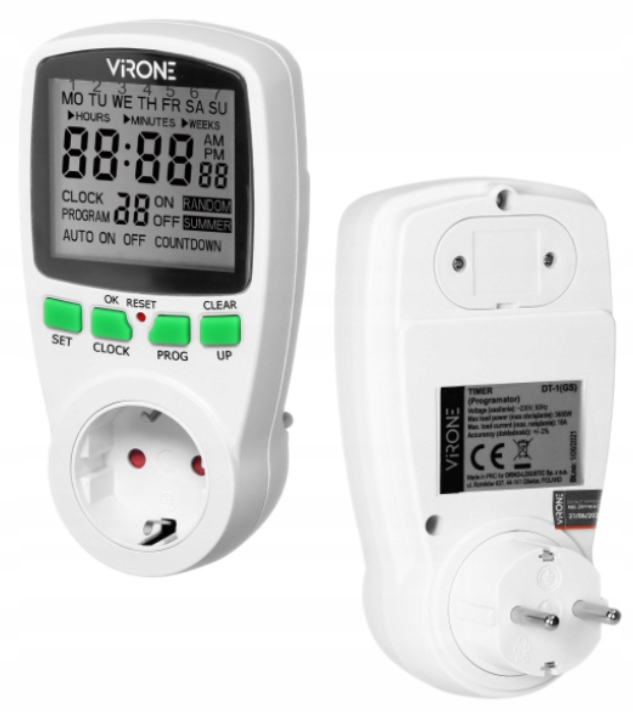 PROGRAMATOR CZASOWY TIMER ELEKTRONICZNY WŁĄCZ WYŁĄCZ 3680W 16A SCHUKO IP20