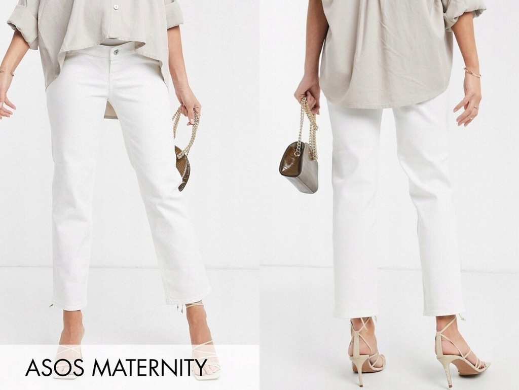 DESIGN Maternity Białe Jeansy Ciążowe XS/34