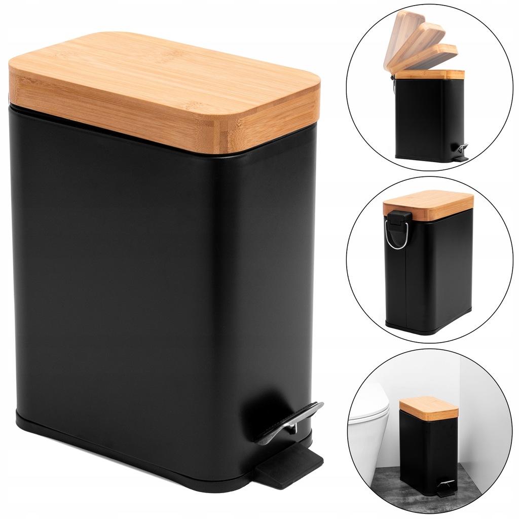 Купить Мусорное ведро черное 5л БАМБУКОВЫЙ КОНТЕЙНЕР: отзывы, фото и ...