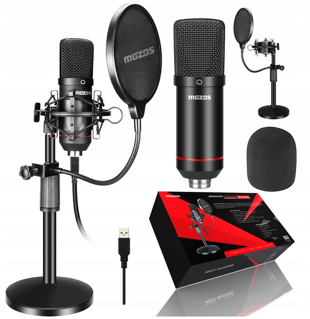 MOZOS MKIT-900PRO MIKROFON POJEMNOŚCIOWY KOMPUTEROWY USB GAMINGOWY DO GIER