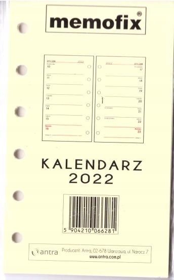 KALENDARZ 2022 WKŁAD A6 MEM/K/TNS