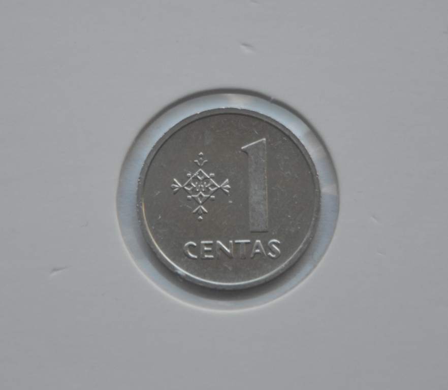 Litwa 1 cent 1991 - menniczy w holderze