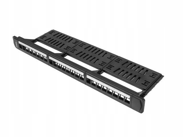 Patch panel pusty Lanberg PPKS-1124-B 24 port 1U 19" z organizerem do moduł