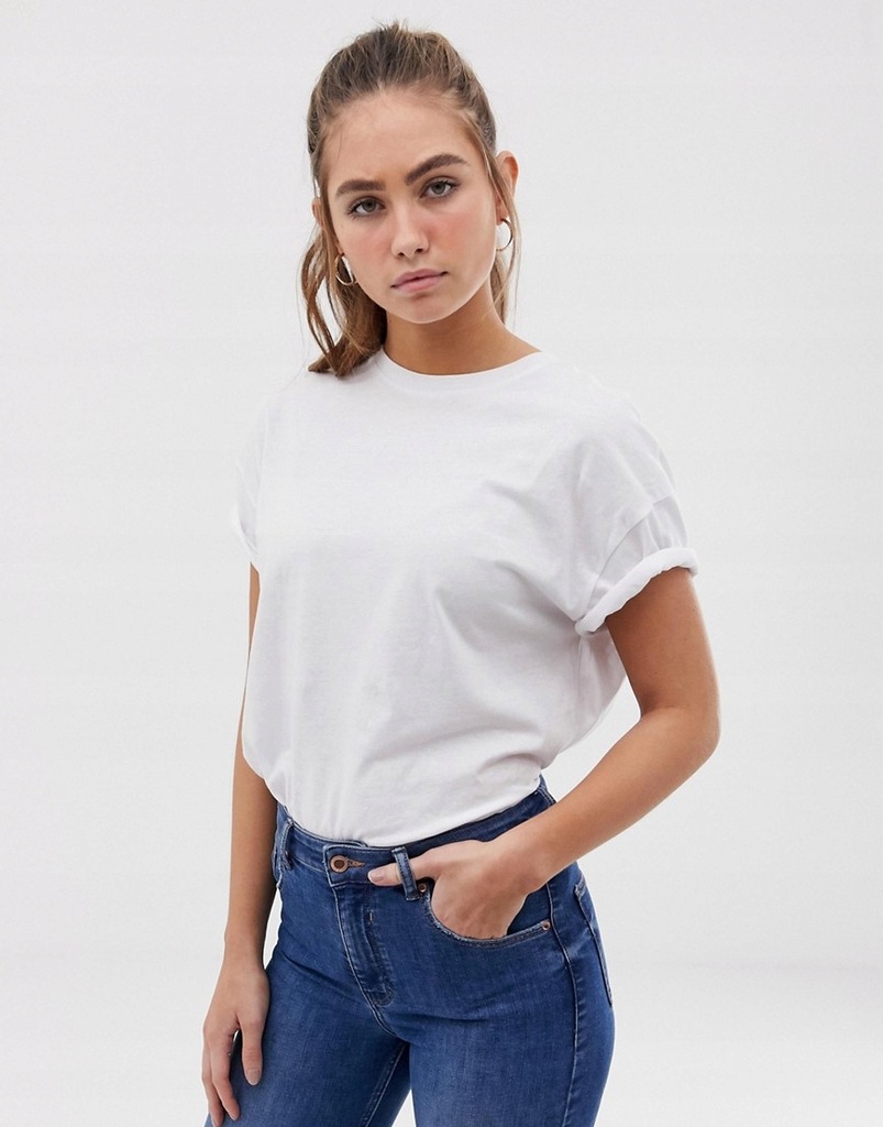 04K089 BERSHKA__NT6 BIAŁY T-SHIRT OVERSIZE__S