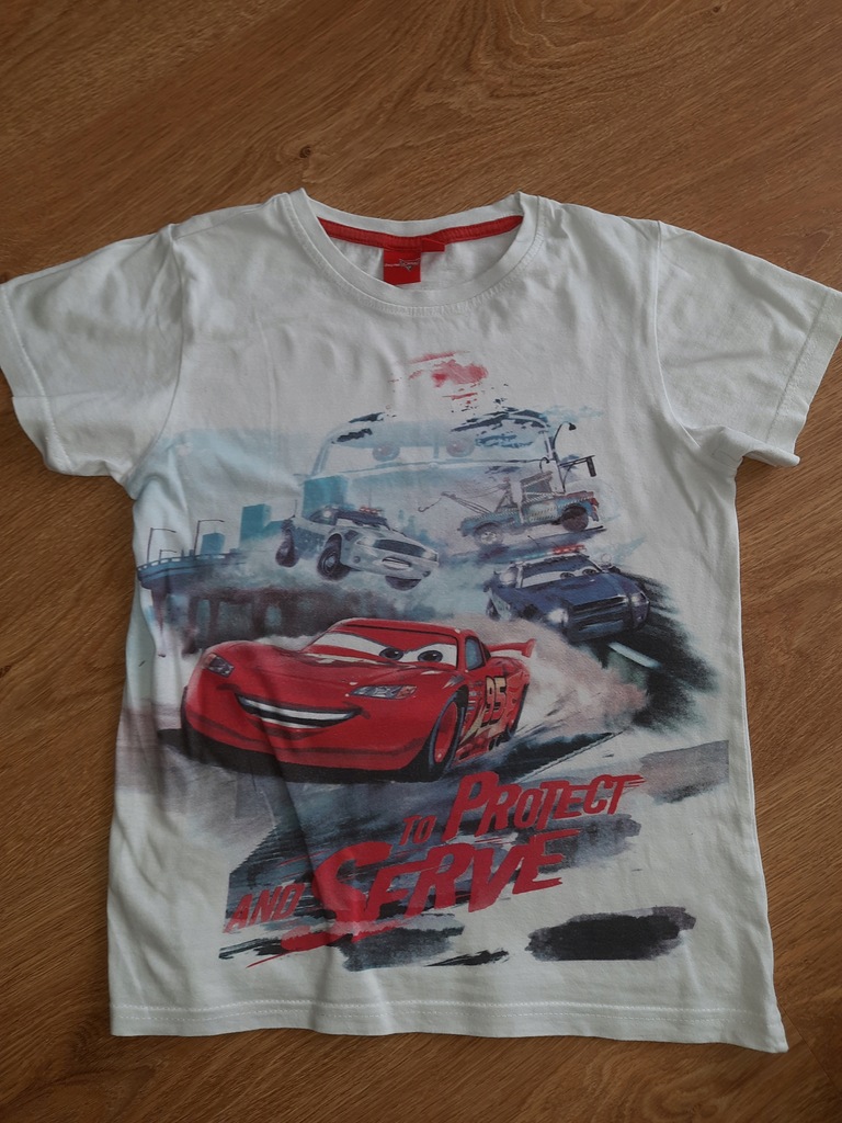 T-shirt BIAŁY chłopięcy r.128 CARS