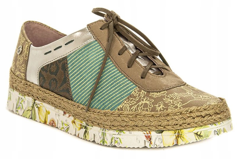 Espadryle Maciejka skóra beż+zieleń 03964-04 r.41