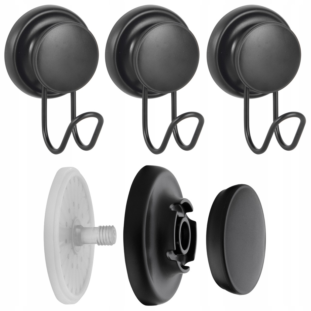 UCHWYTY DO ŁAZIENKI 3 HACZYKI BEZ WIERCENIA CZARNE