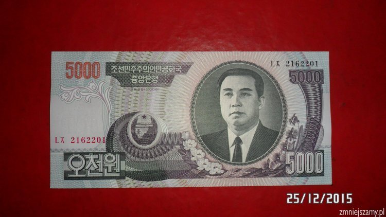 Korea Płn - 5000 Won w stanie UNC - dla WOŚP