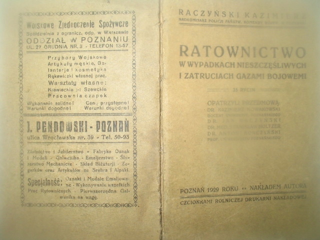 RATOWNICTWO gazy bojowe 1929 K.Raczyński