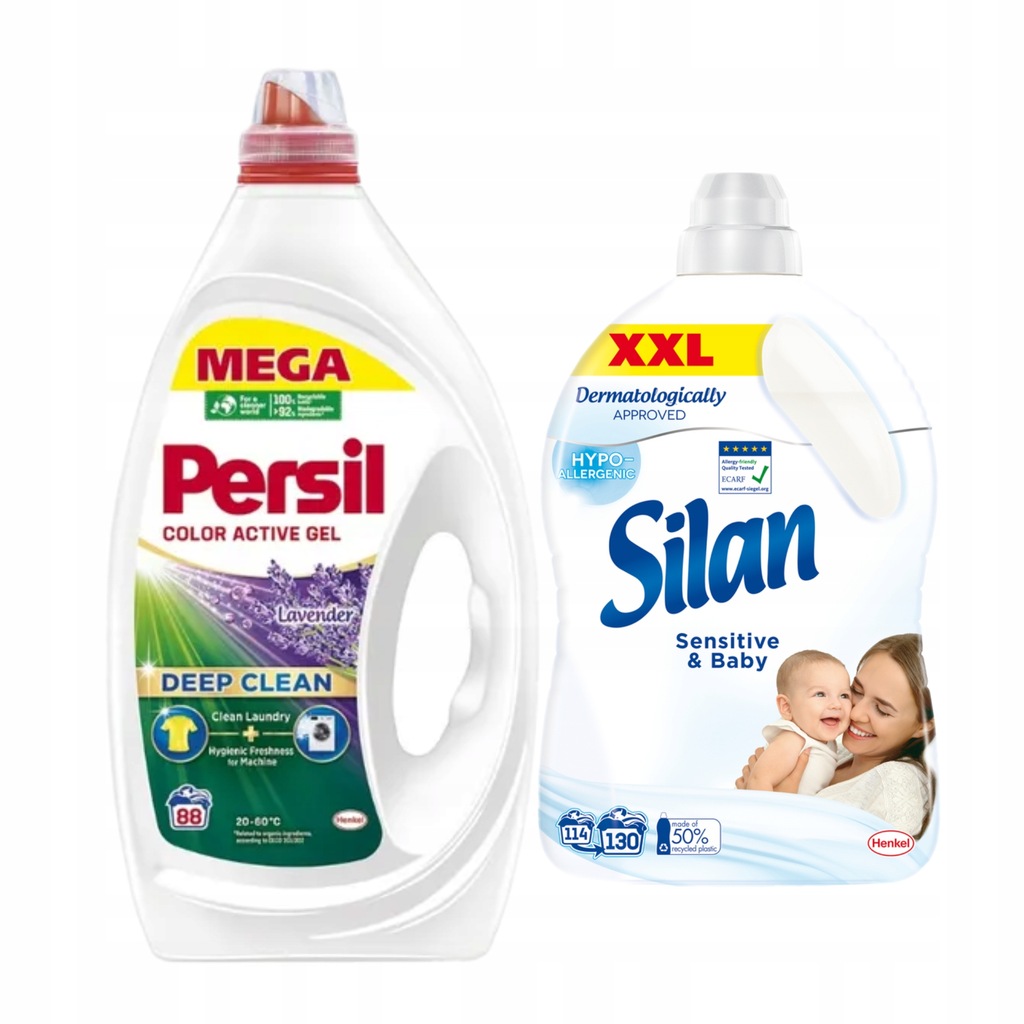 Żel do prania Persil 3,96L + Silan Sensitive 2,86L