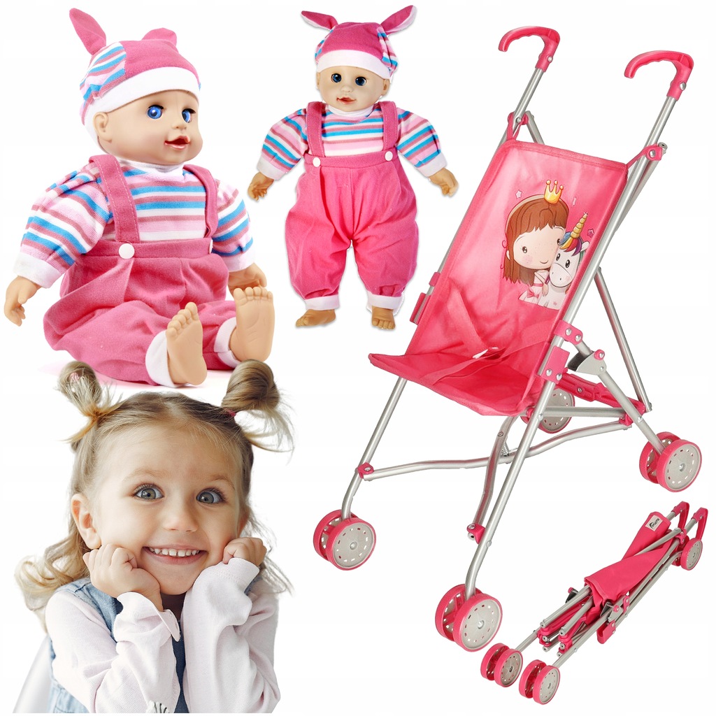 LALKA BOBAS INTERAKTYWNA PŁACZE ŚMIEJE SIĘ MÓWI WÓZEK DLA LALEK SPACERÓWKA