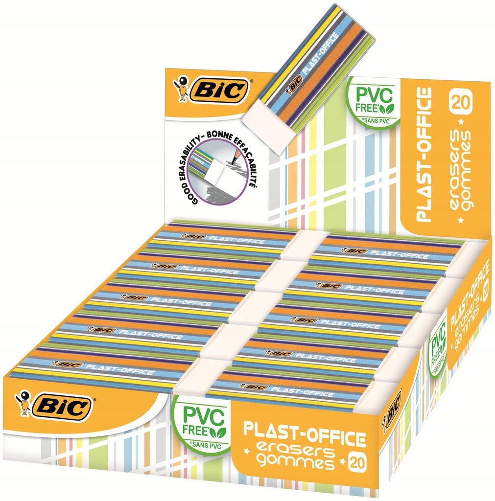 BIC PLAST-OFFICE GUMKA DO ŚCIERANIA MAZANIA 20SZT