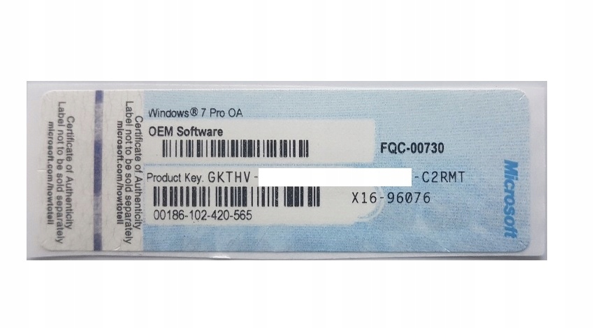 Naklejka COA Windows 7 Pro 32/64bit Sticker OEM