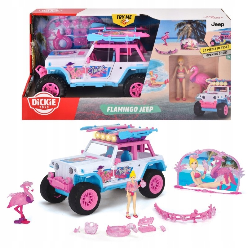 DICKIE Playlife Samochód Jeep Pink Drivez Flamingo