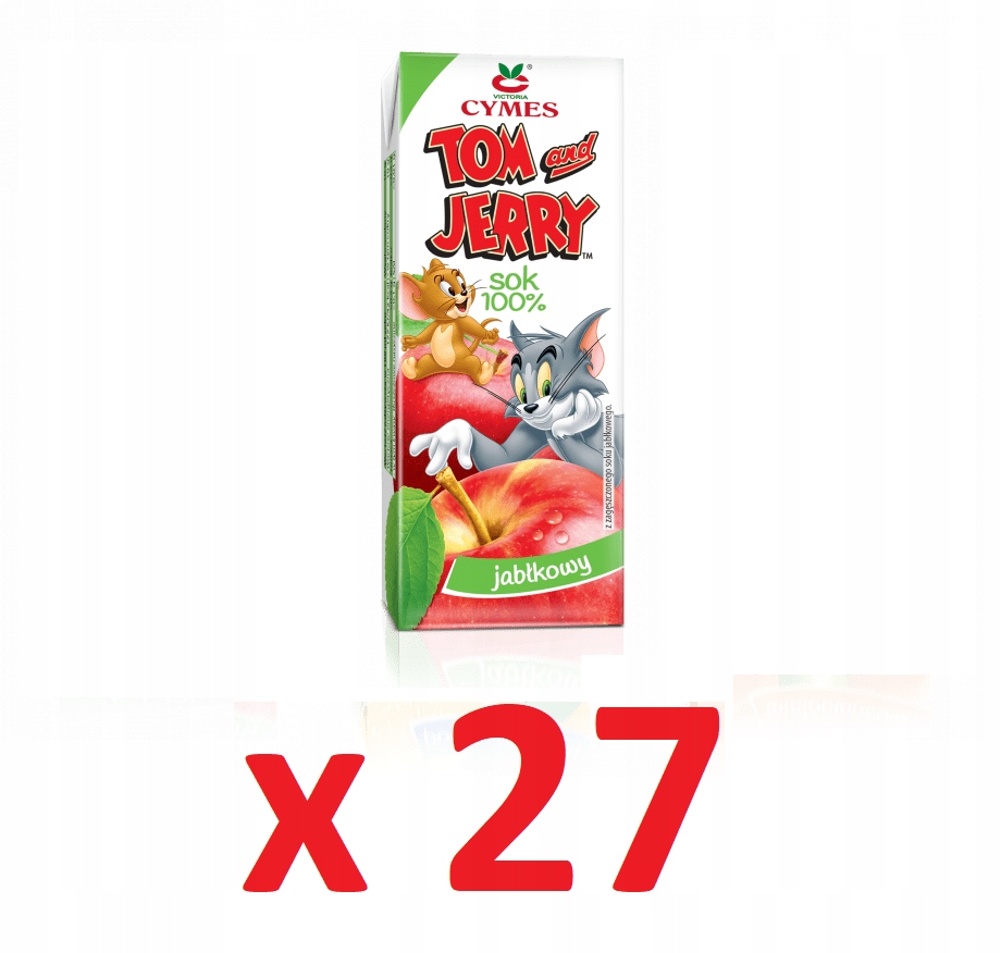 27 x sok jabłkowy 100% w kartoniku 200ml ze słomką
