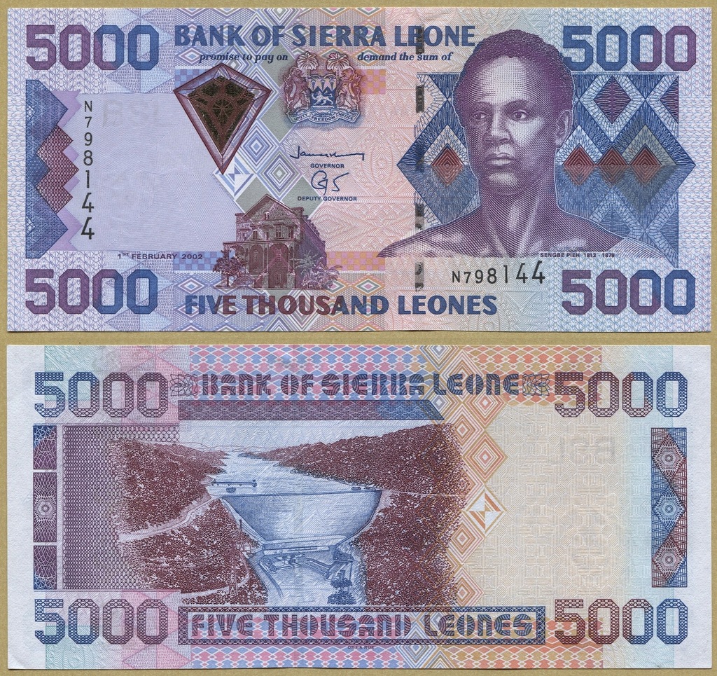 -- SIERRA LEONE 5000 LEONES 2002 N P27a UNC-