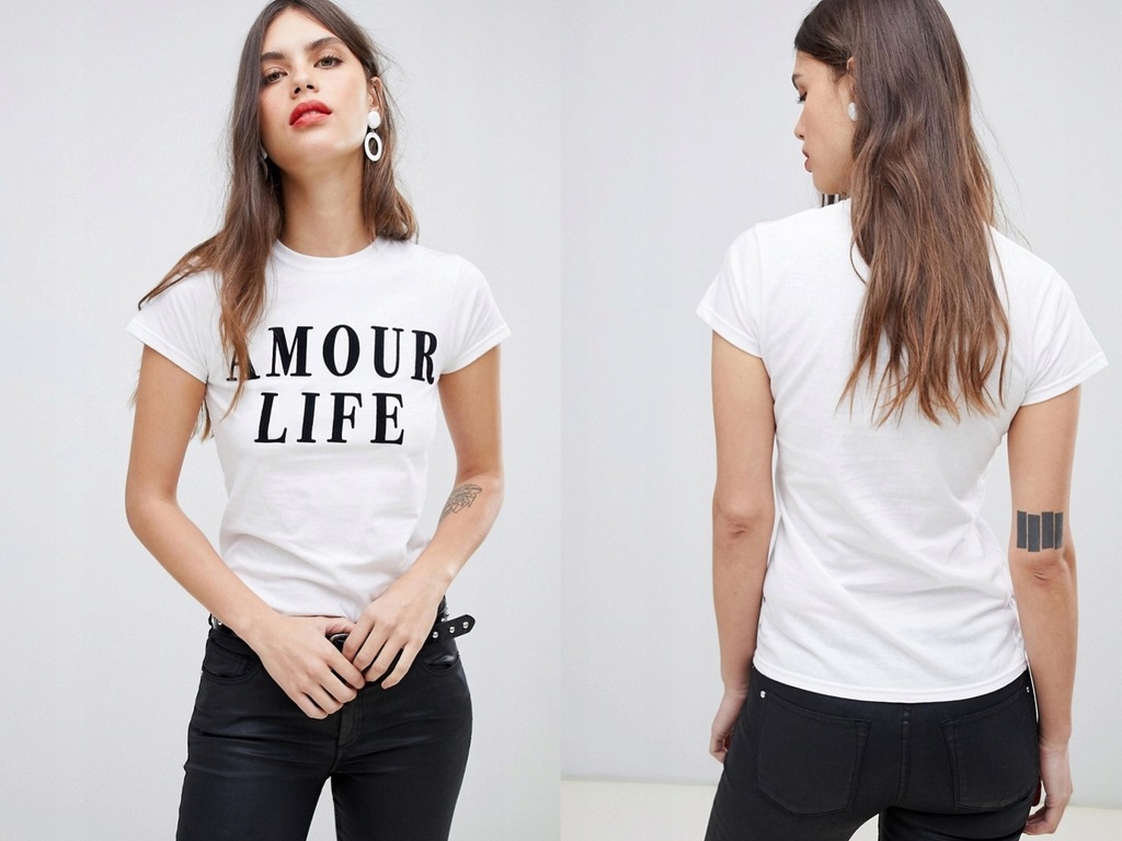 River Island - biały t-shirt Amour Life M/38