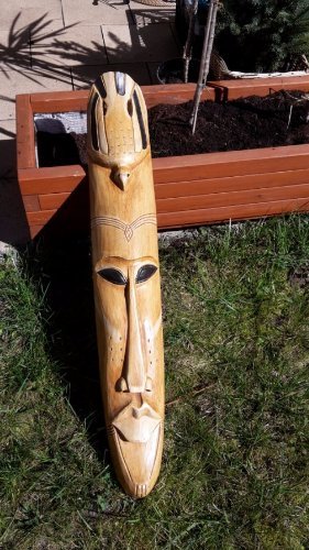 Maska Indiańska oryginał drewno balsa 105cm - KOTY