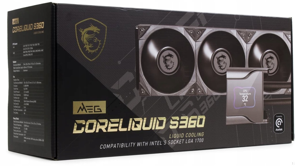 MSI MEG CORELIQUID S360 system chłodzenia komputerów Procesor Chłodnica cie