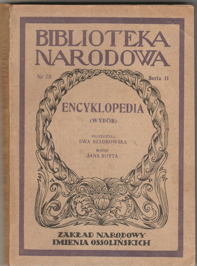 ENCYKLOPEDIA albo Słownik Rozumowany Nauk ... 1952