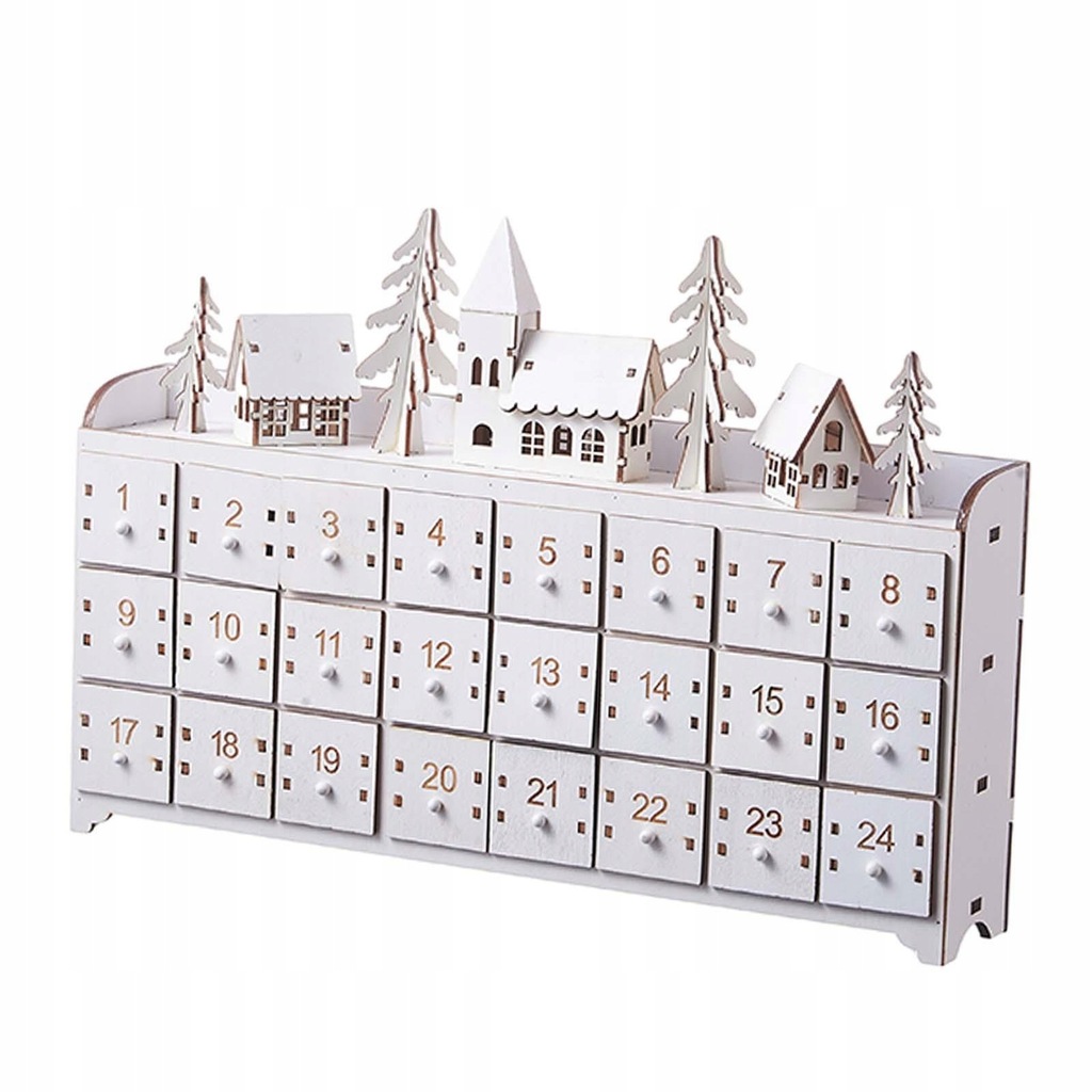 Christmas Wooden Count Xmas Advent Calendar Handmade 15x10.6x2inch Desk