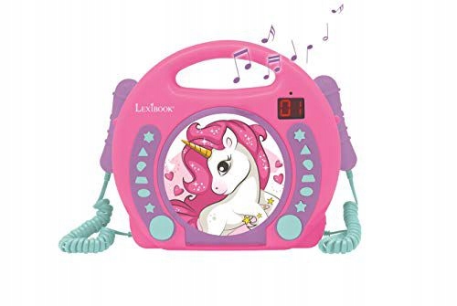LEXIBOOK RCDK100UNI UNICORN PORTABLE CD MICROPHONES, MUSIC PLAYER, REPEAT A