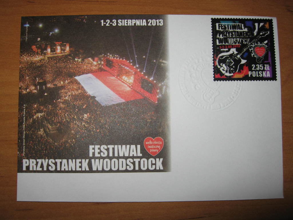 koperta FDC  PRZYSTANEK WOODSTOCK z 2013 r