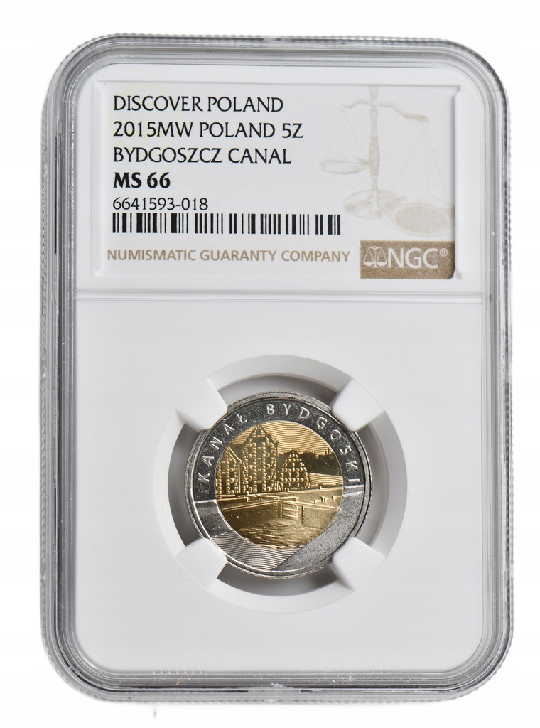 5 zł - Odkryj Polskę – Kanał Bydgoski - 2015 rok - NGC MS66