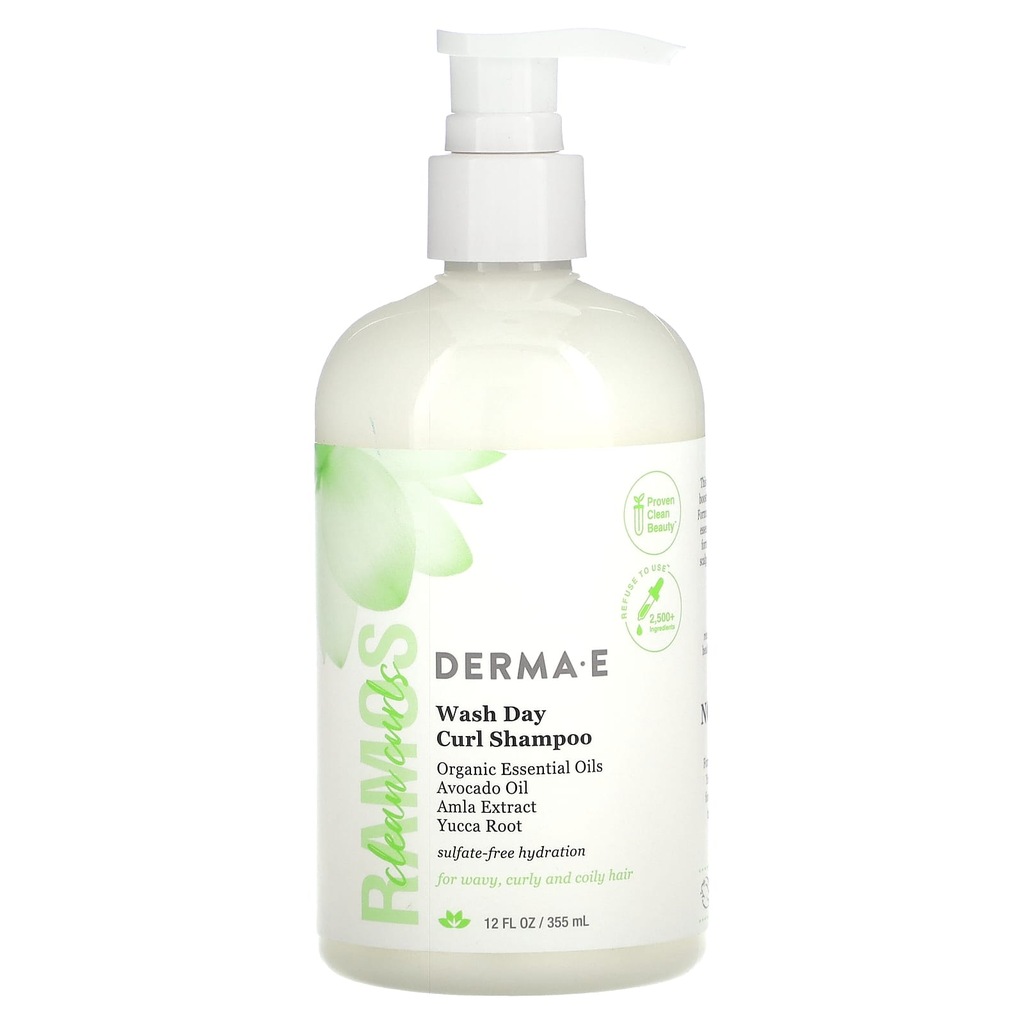 DERMA E, Ramos Clean Curls, Wash Day Curl Shampoo, For Wavy, Curly and Coil