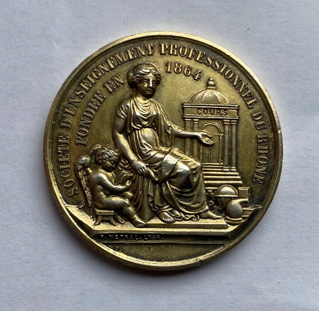 Medal francuski Ag srebro pozłacane 38g 41mm 3,2mm 1903r