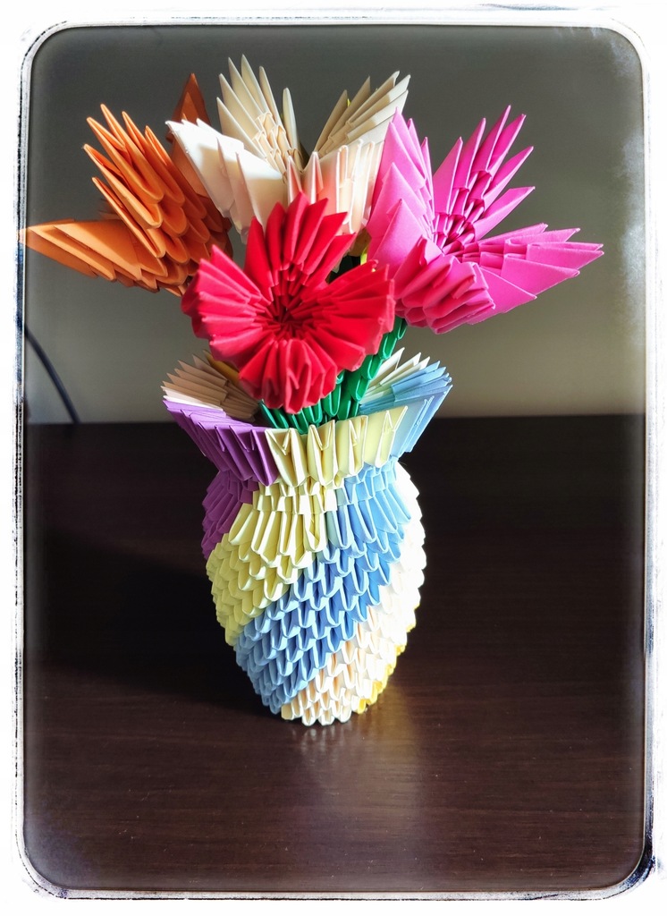 Origami modułowe 3D wazon z kwiatami HIT! PREZENT!
