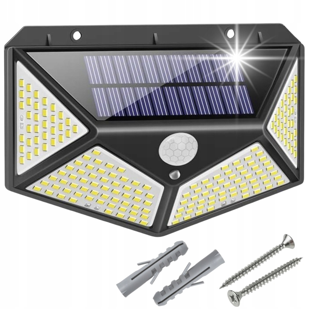 LAMPA SOLARNA Z CZUJNIKIEM RUCHU HALOGEN 100LED CZUJNIK RUCHU I ZMIERZCHU