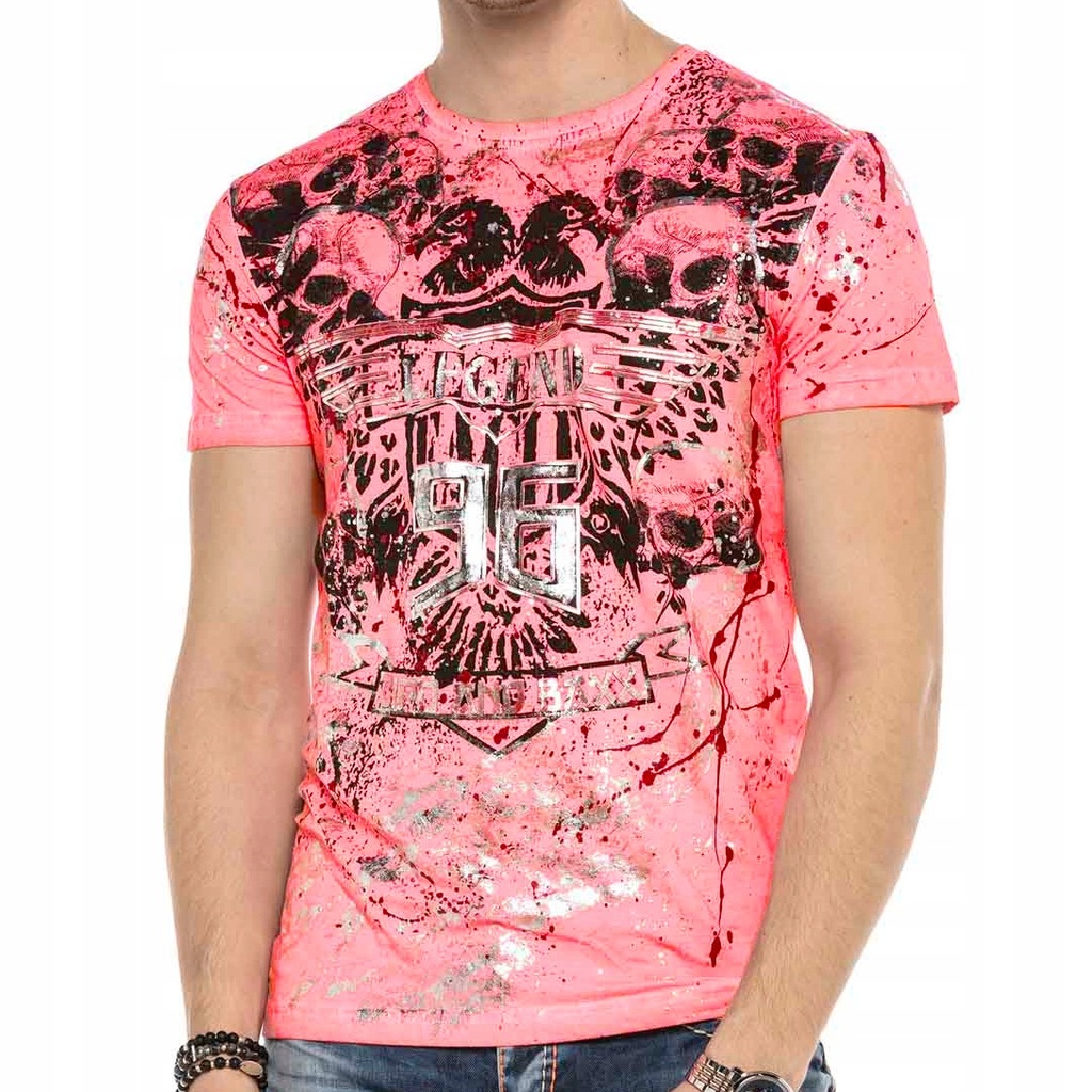 T-shirt Cipo Baxx Męski Malowany Farbą Skull