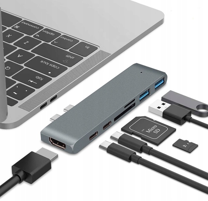 Купить Адаптер HUB 7in1 USB-C HDMI SD Macbook Pro / Air: отзывы, фото, характеристики в интерне-магазине Aredi.ru