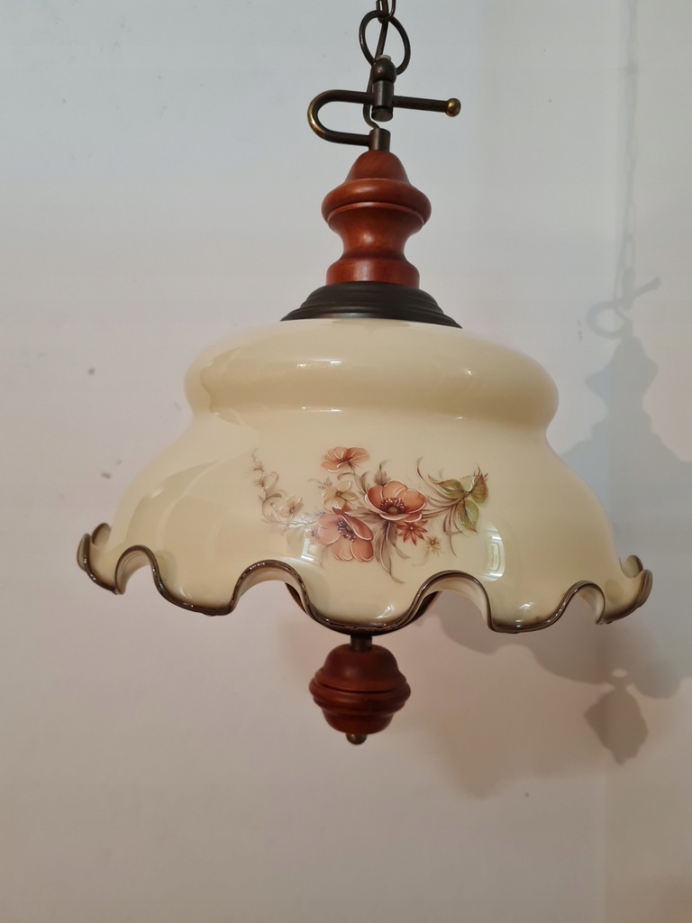 Stylowa lampa wisząca klosz w kwiaty - żyrandol