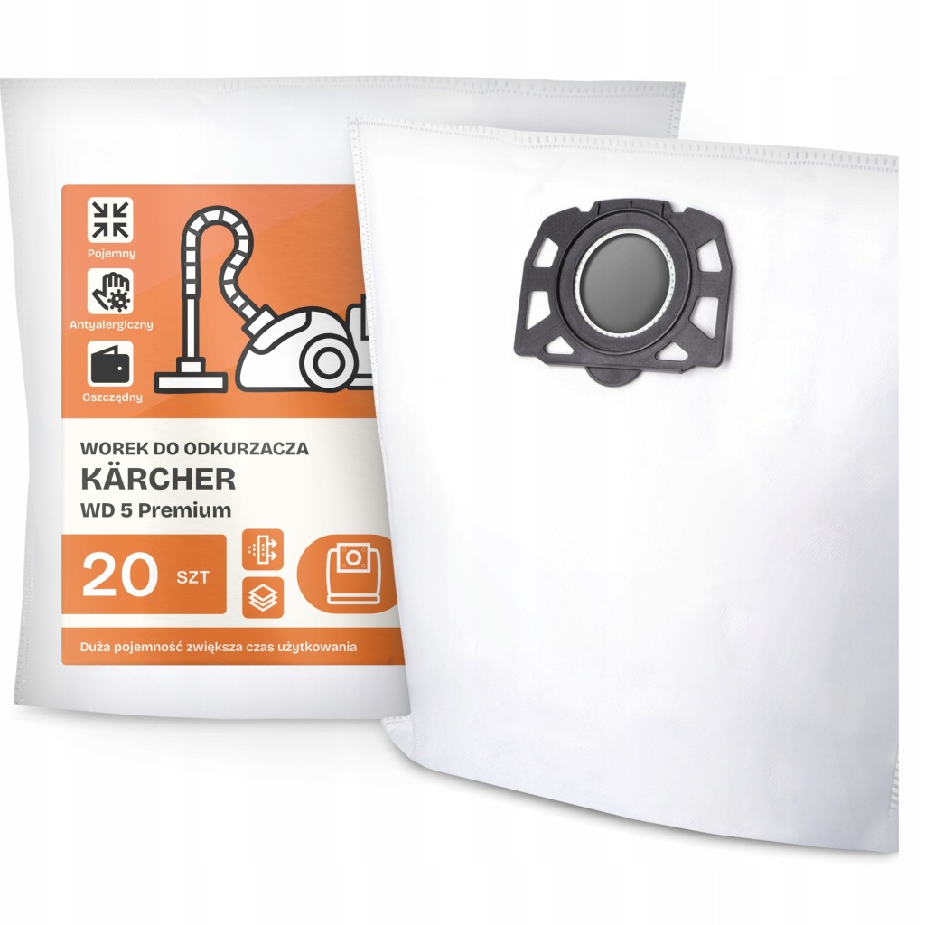 20 x Sáček Do Vysavače Kärcher Wd 5 Premium Syntetický Flizelinový Wor G9