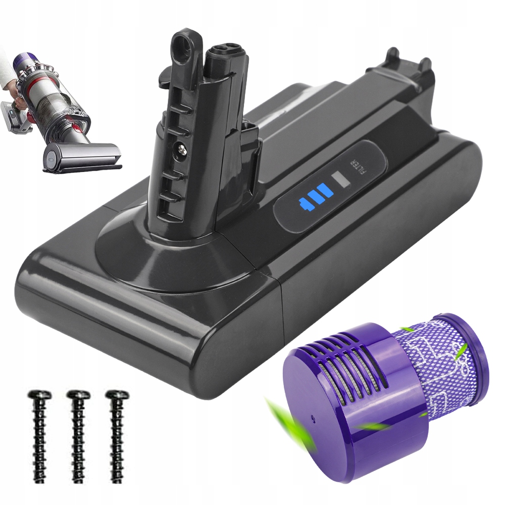 Bateriový Vysavač V8 Akumulátor 6000 mAh 25,2 V filtr