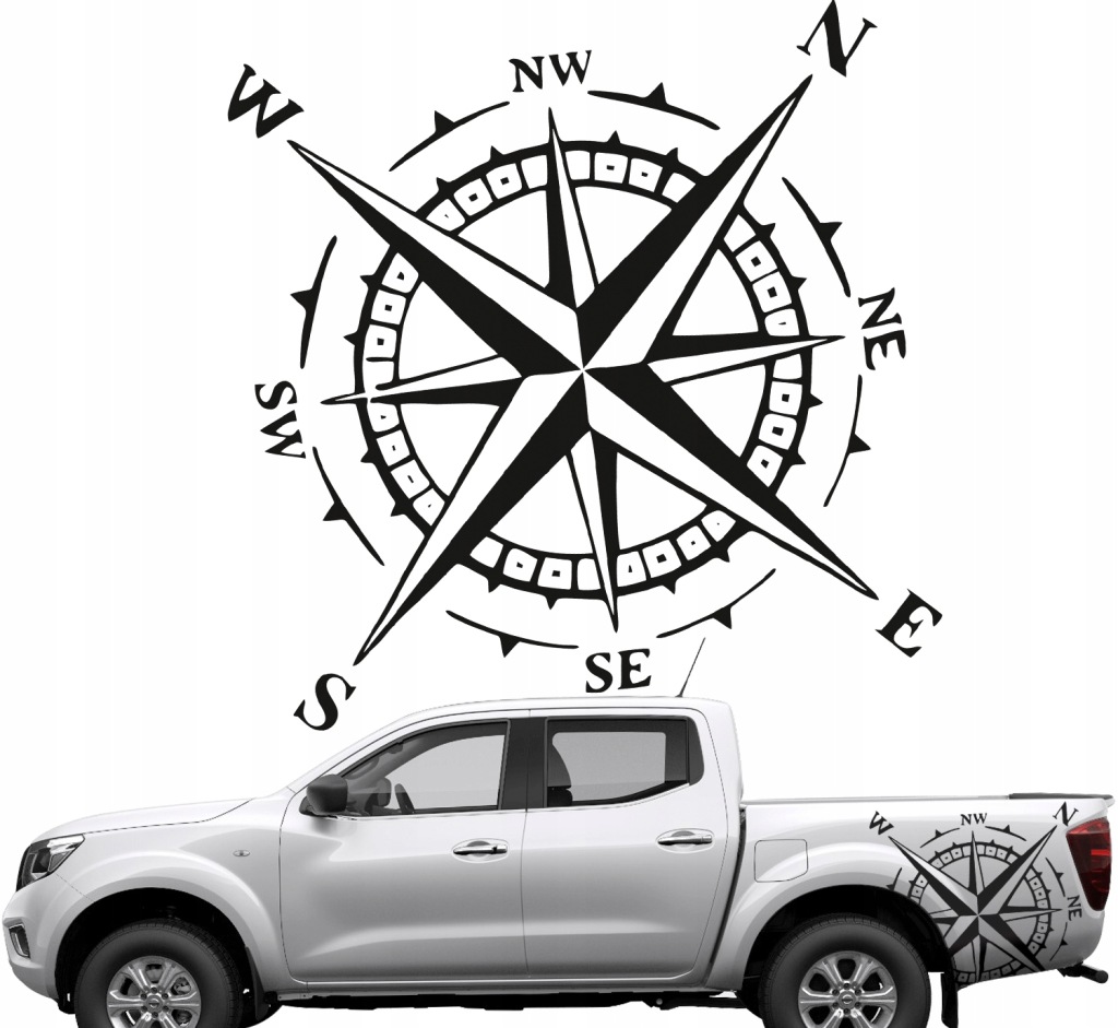 Samolepka Na Auto Růže Větrů Offroad 95X95 cm