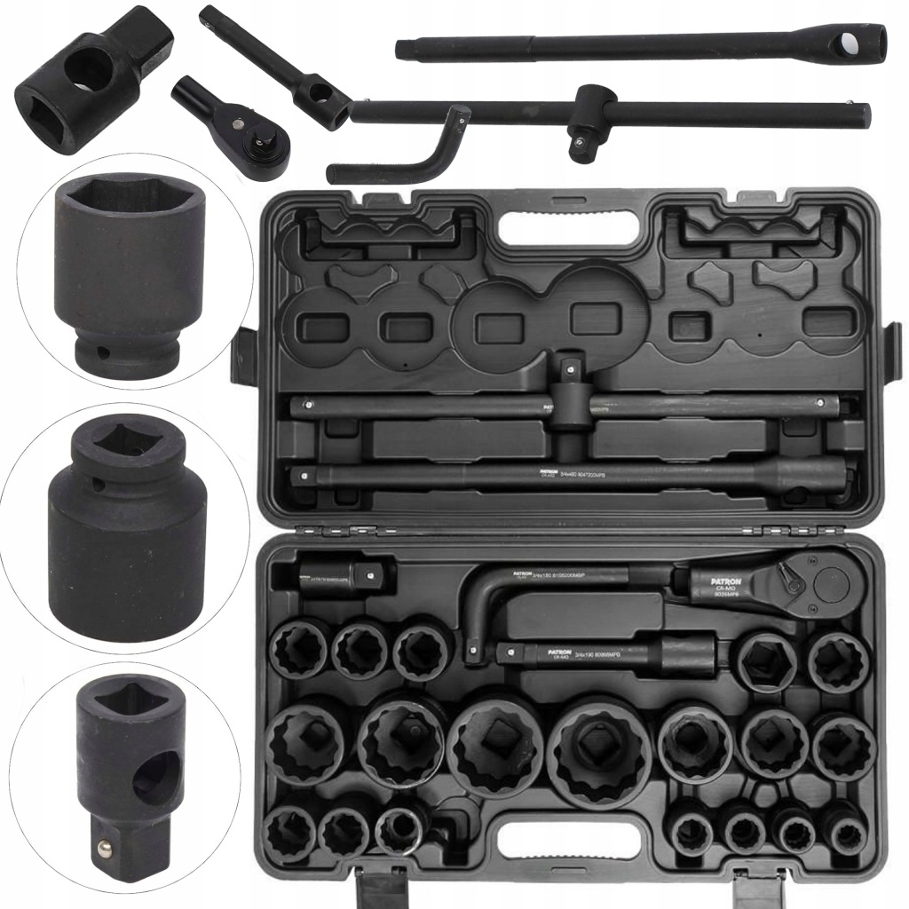 Sada Nářadí Na Klíče Nárazových Nástavců 3/4" 1" 17-65 mm Kufr