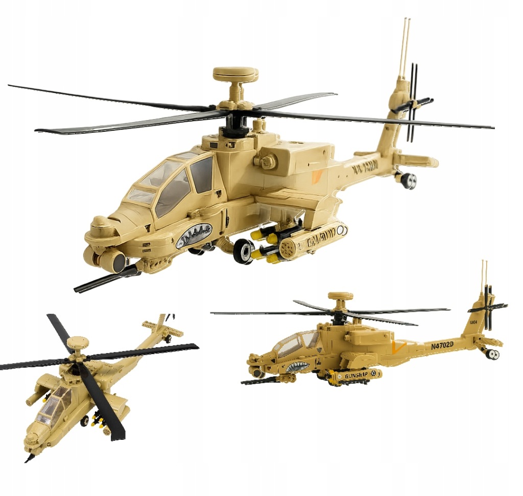 Stavební Stavebnice Sada vojenský vrtulník AH-64 Apache 259 dílů (KL34)