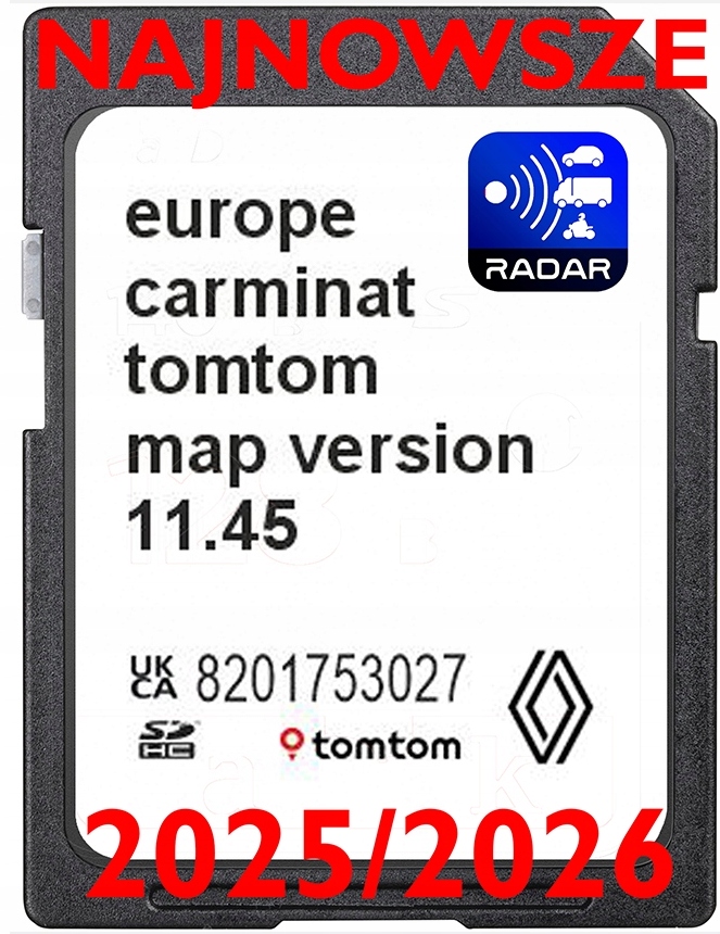 Mapa Tomtom Carminat 11.45 2025/2026 Renault Megane Clio Laguna Scenic