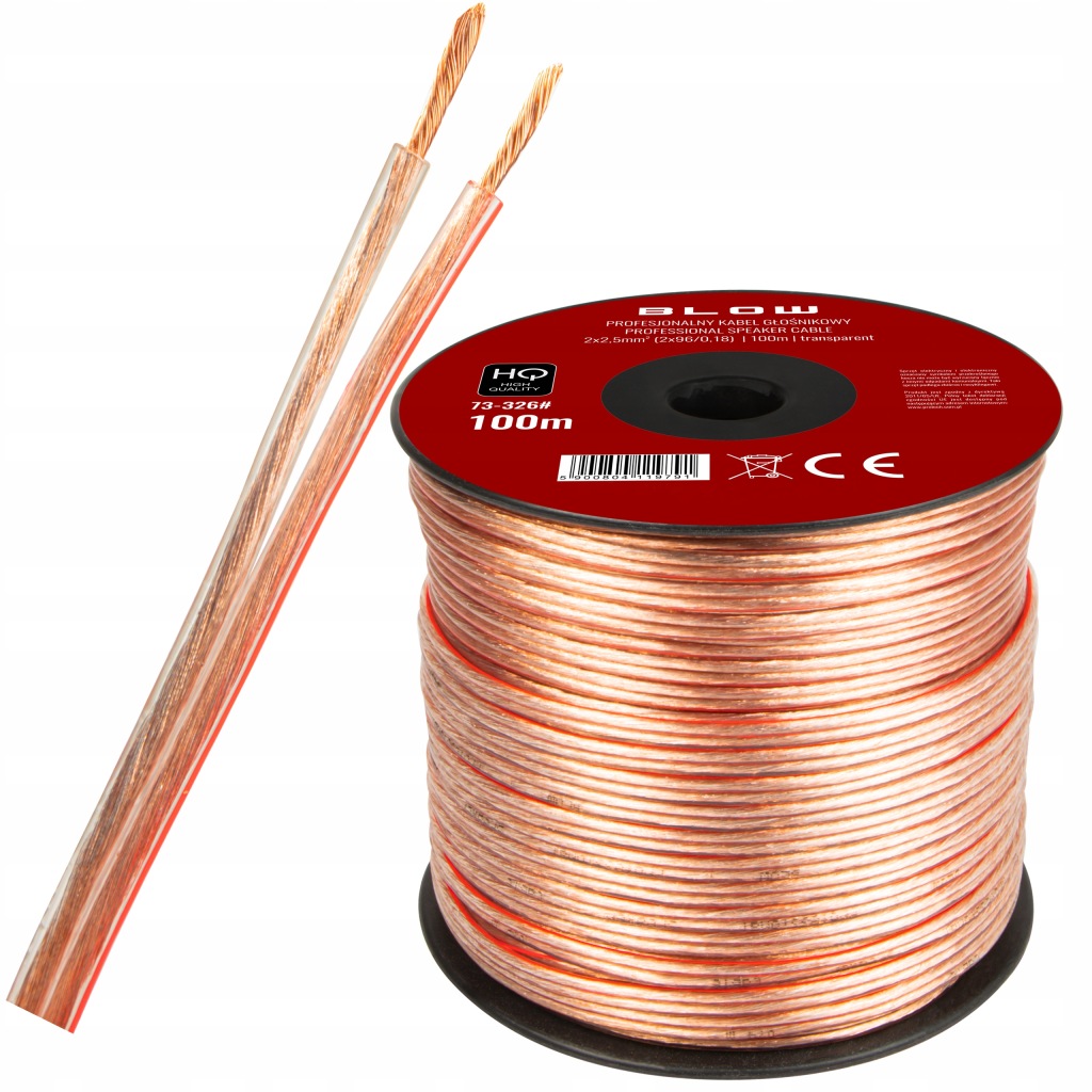 Profesionální Reproduktorový Kabel 2X2,5 MM Dvoužilový Audio Kabel 100 M