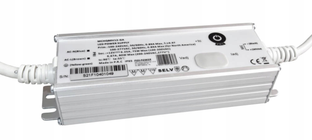 Led zdroj 24V/3.33A 80W CV, kovové pouzdro, Pfc