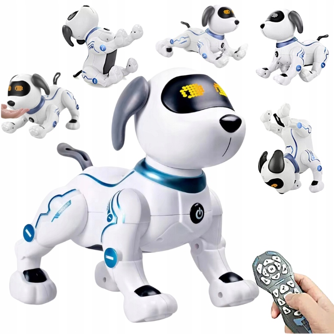 Interaktivní Robotický Pes Provádí Triky Tančí Hlasem Ovládaný Dálkový Ovladač