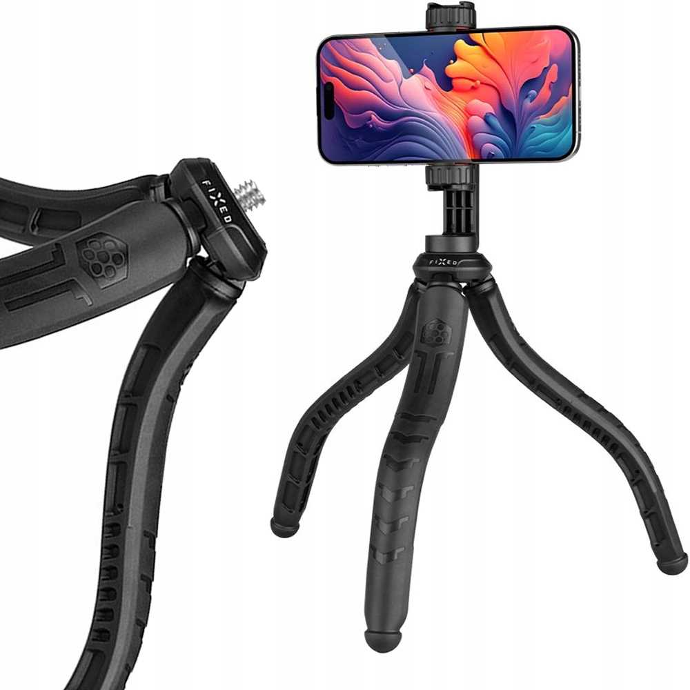 Držák telefonu Fixed pro selfie tyč, stativ pro nahrávání, 1/4" závit