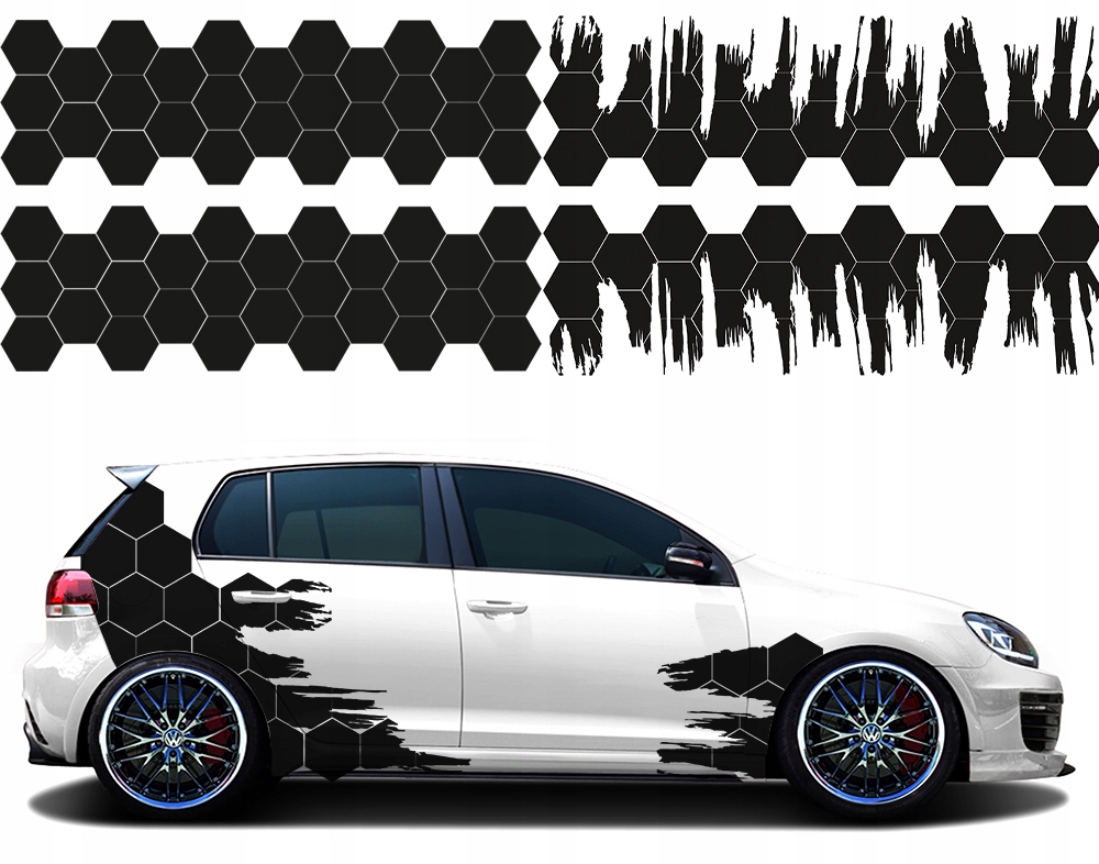 Samolepky na auto Motiv Hexagon 4 listy Barvy